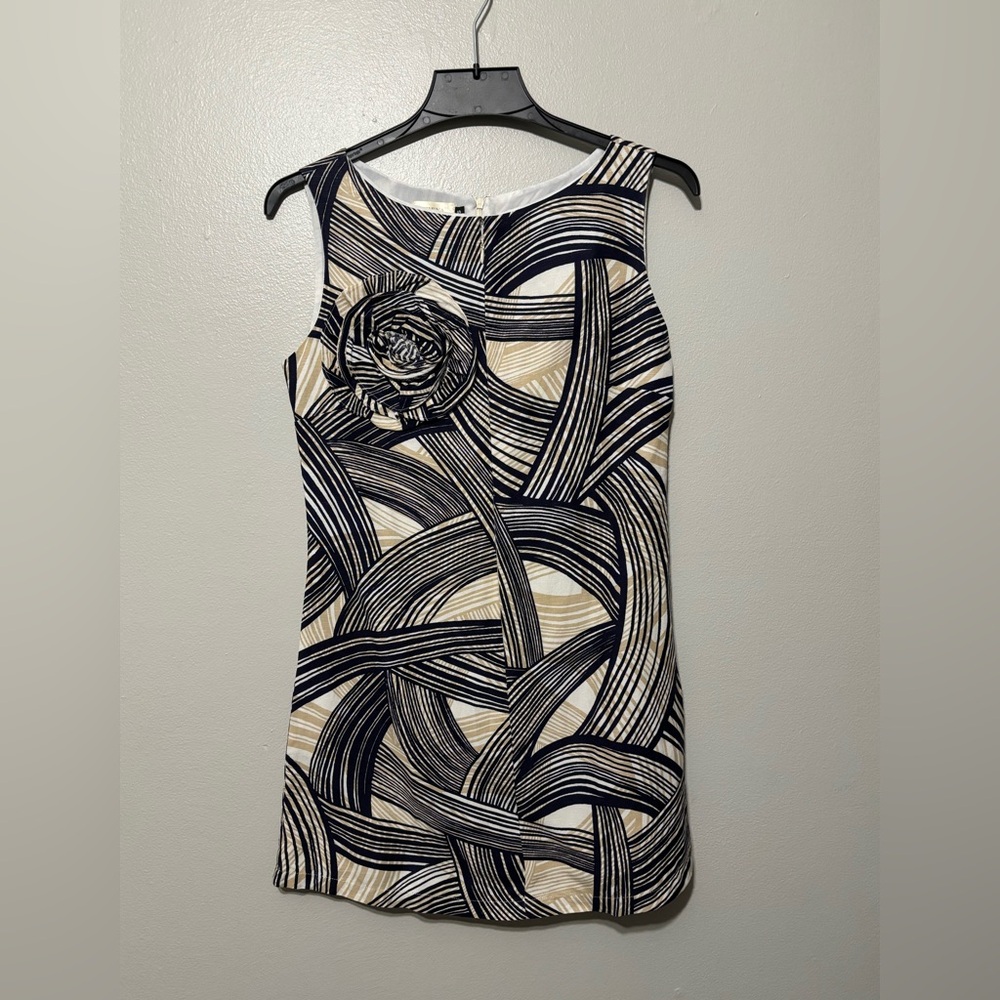 Freya Navy and Beige Striped Dress
